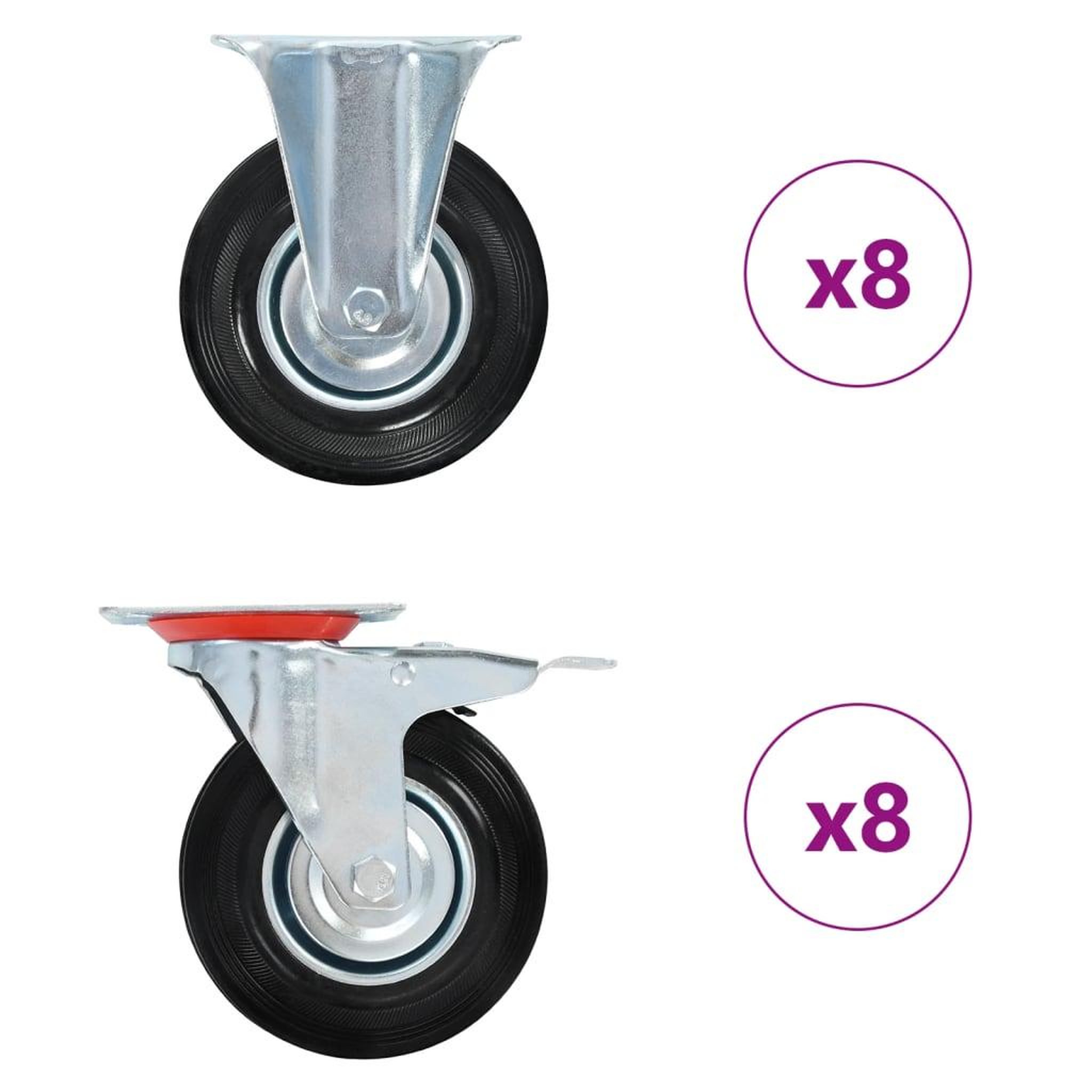 VIDAXL 16 pcs Roulettes 125 mm
