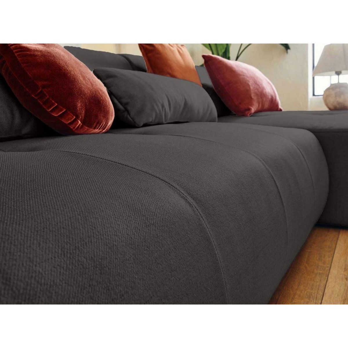 LISA DESIGN Onyx - canapé modulable panoramique d'angle gauche 7 places - en tissu