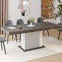 Voir la diapositive 2 : ID MARKET Table à manger extensible rectangle EDEN 6-10 personnes béton et blanc 160-200 cm