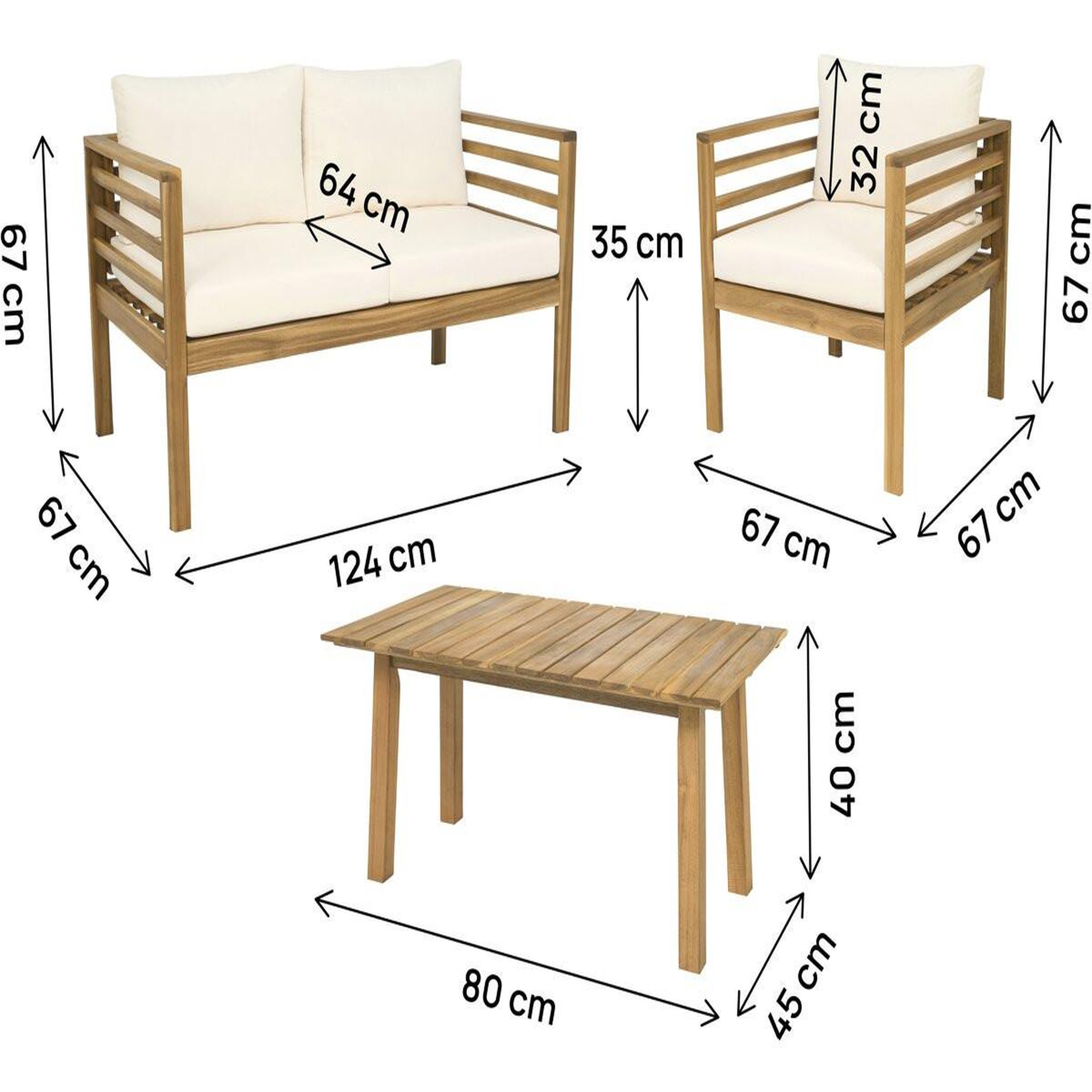 Voir la diapositive 3 : Habitat et Jardin Salon de jardin en bois avec coussins inclus  beckham  - 4 places - beige