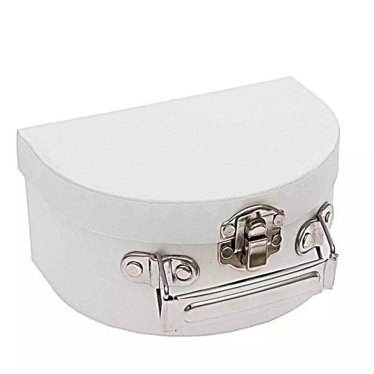 RICO DESIGN Petite valise en carton semi-circulaire blanche à décorer - 12 x 9 x 6 cm