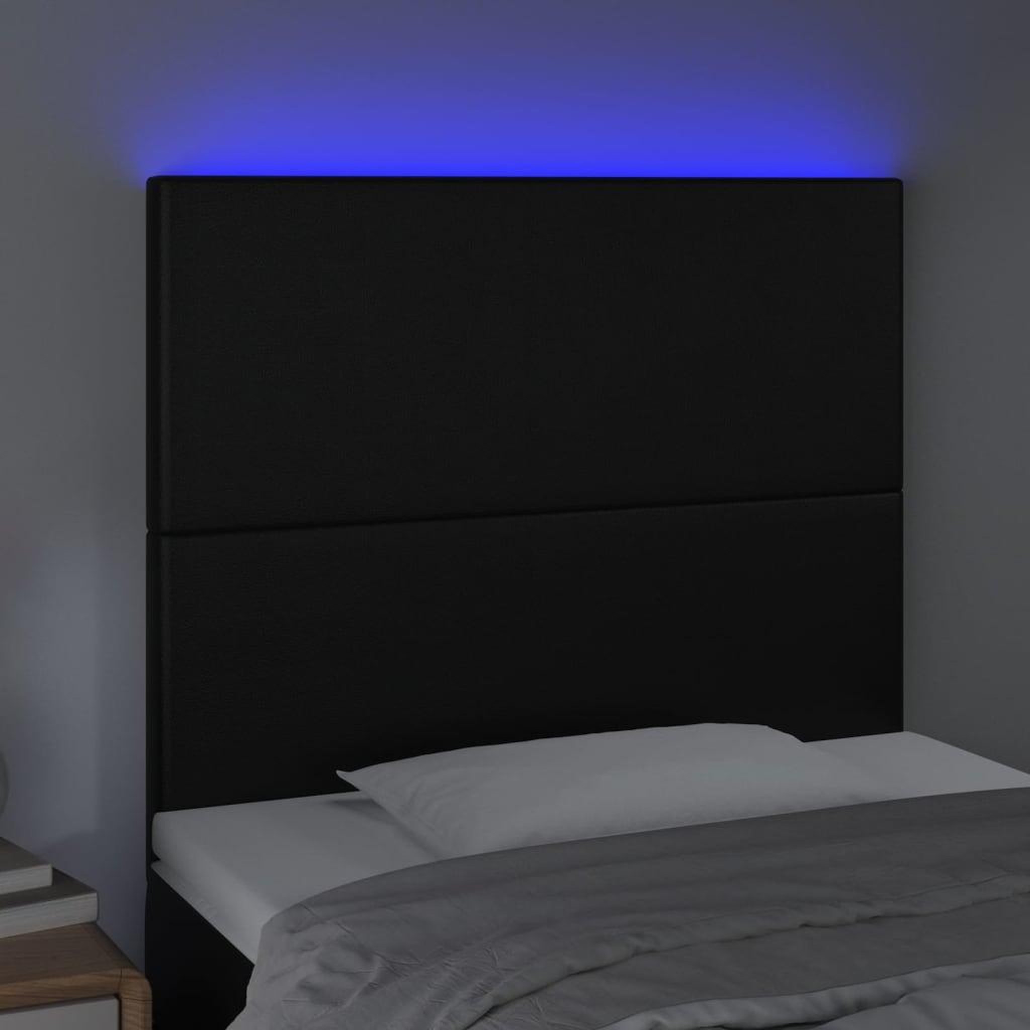 Voir la diapositive 3 : VIDAXL Tete de lit a LED Noir 100x5x118/128 cm Similicuir