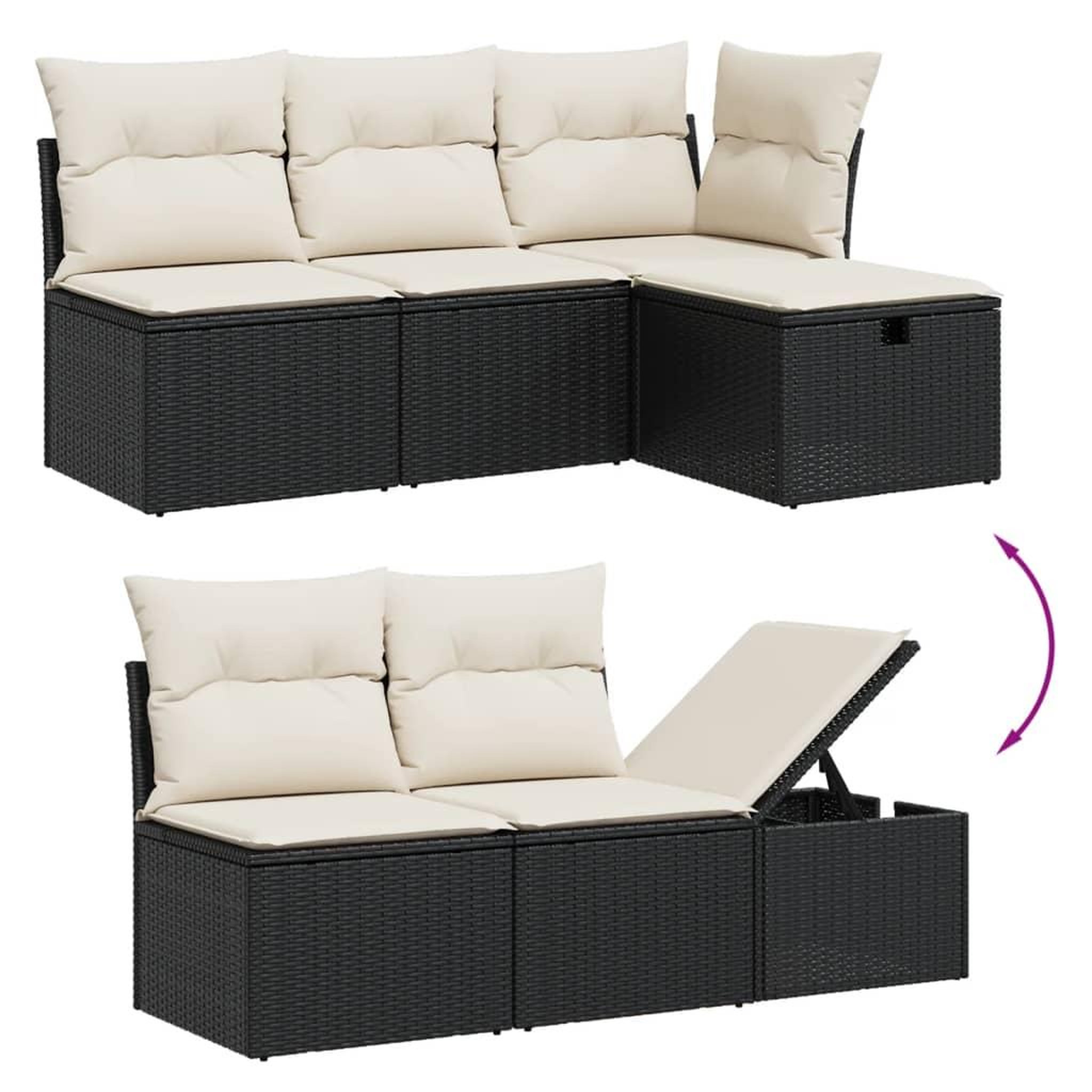 Voir la diapositive 3 : VIDAXL Salon de jardin 9 pcs avec coussins noir resine tressee