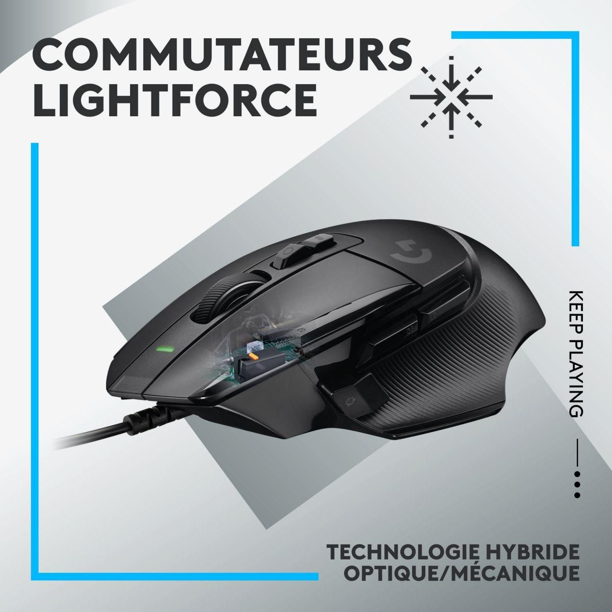 Logitech Souris Gamer Filaire G502X filaire noir + tapis G240