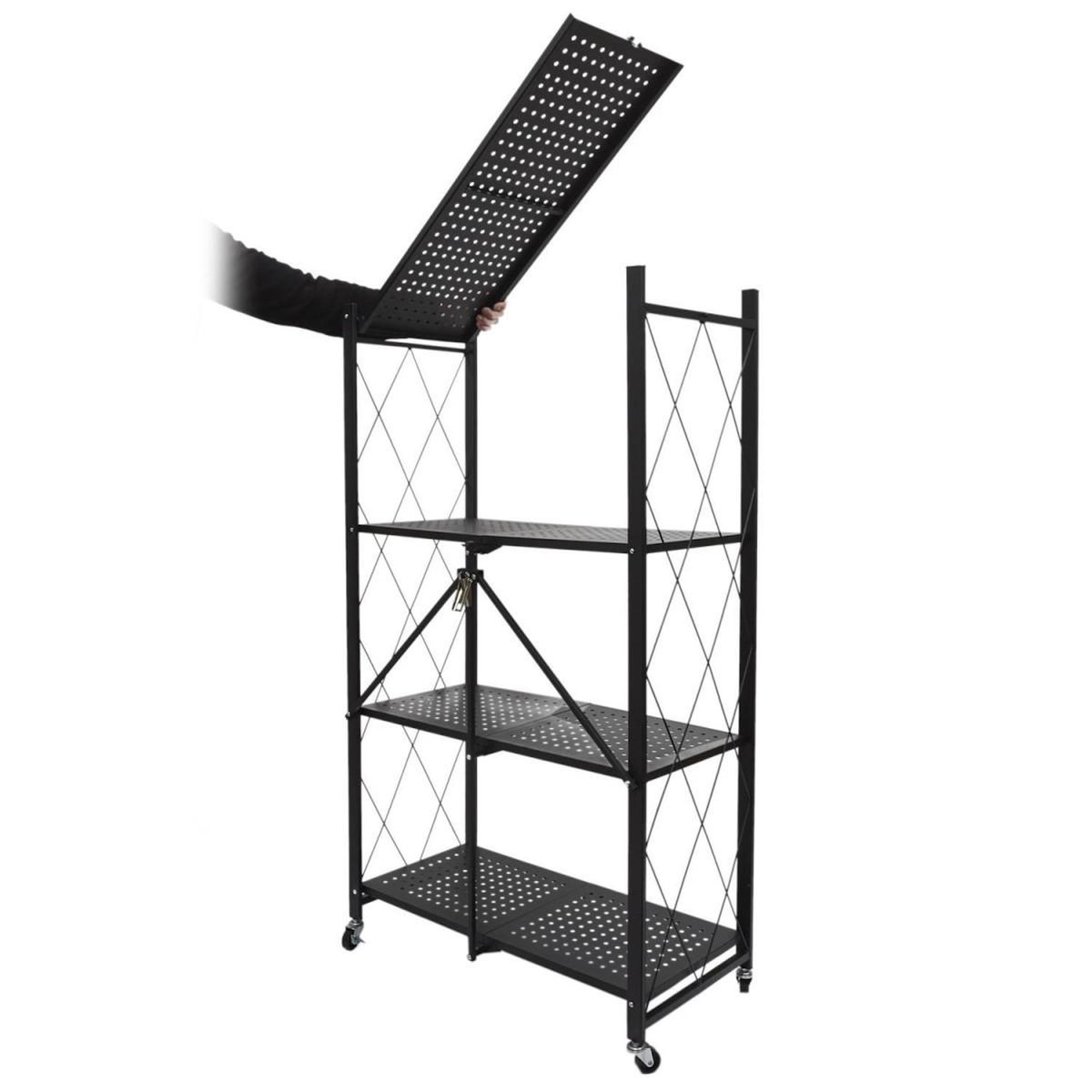 Paris Prix Étagère Pliable en Métal  4 Niveaux  127cm Noir