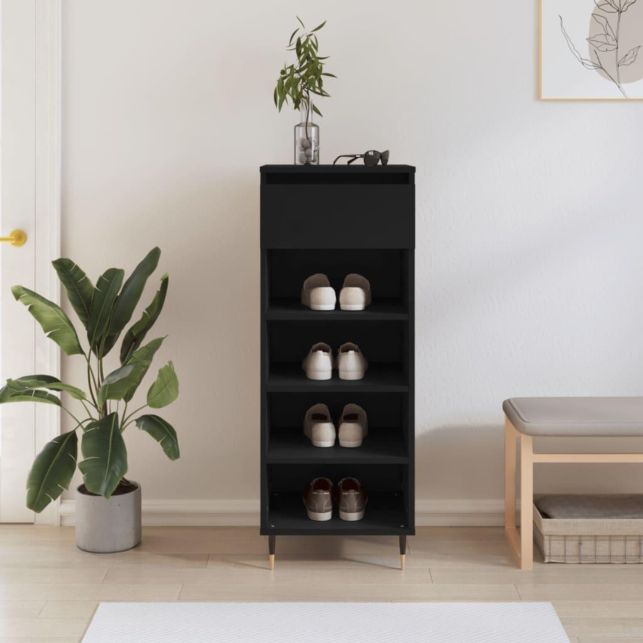 VIDAXL Armoire a chaussures Noir 40x36x105 cm Bois d'ingenierie
