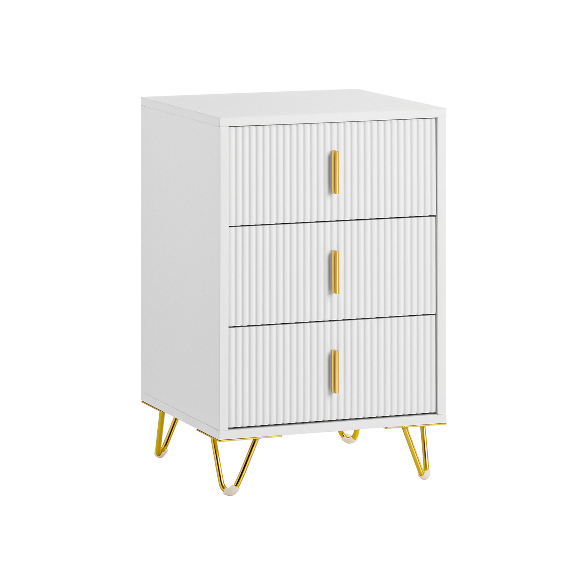 Voir la diapositive 3 : SOBUY Set de 2 Chevets 3 Tiroirs Blanc 40x36x63 cm Moderne FBT115-L-Wx2