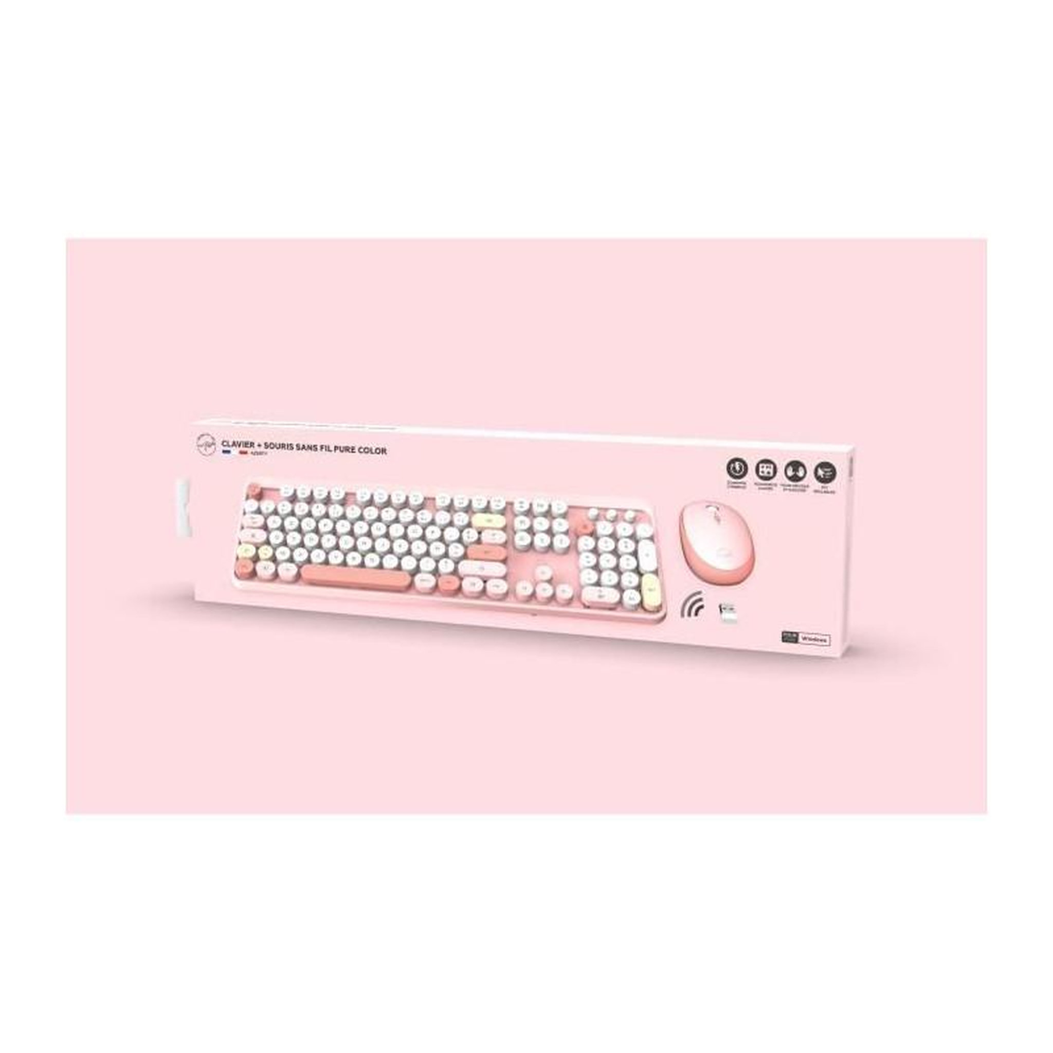 Voir la diapositive 3 : Mobility Lab Combo sans fil clavier + souris - MOBILITY LAB - Pure Color - Rose - Design ergonomique - Frappe discrete