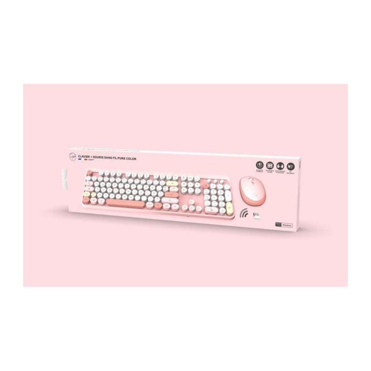 Mobility Lab Combo sans fil clavier + souris - MOBILITY LAB - Pure Color - Rose - Design ergonomique - Frappe discrete