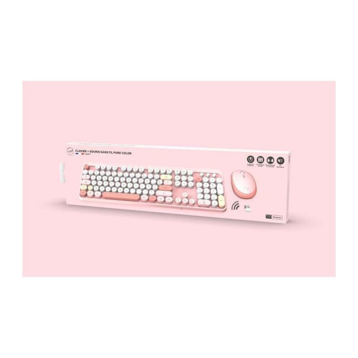Mobility Lab Combo sans fil clavier + souris - MOBILITY LAB - Pure Color - Rose - Design ergonomique - Frappe discrete