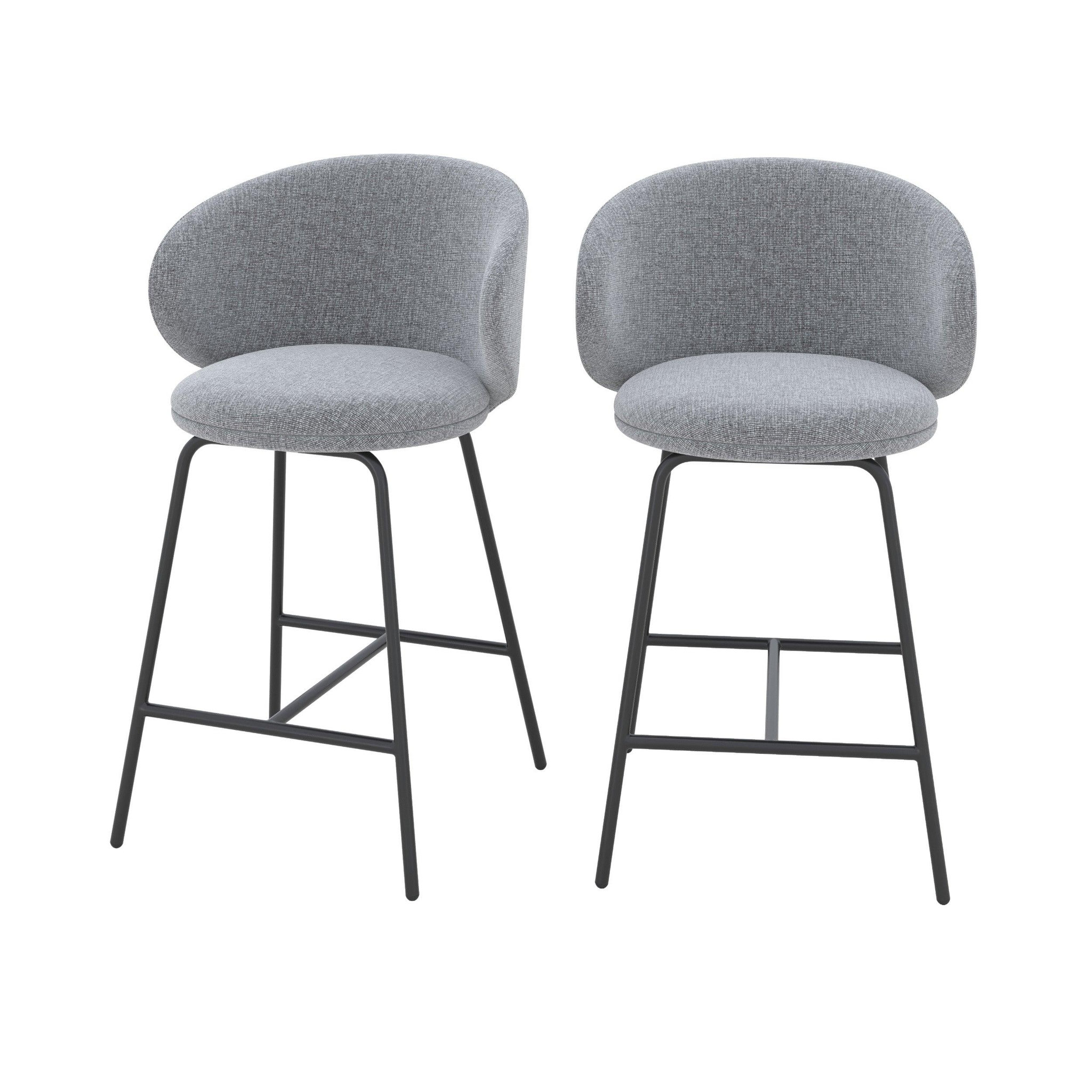 MAISON PAVANE Lot de 2 chaises pour îlot central en tissu gris foncé 68 cm-cécilia