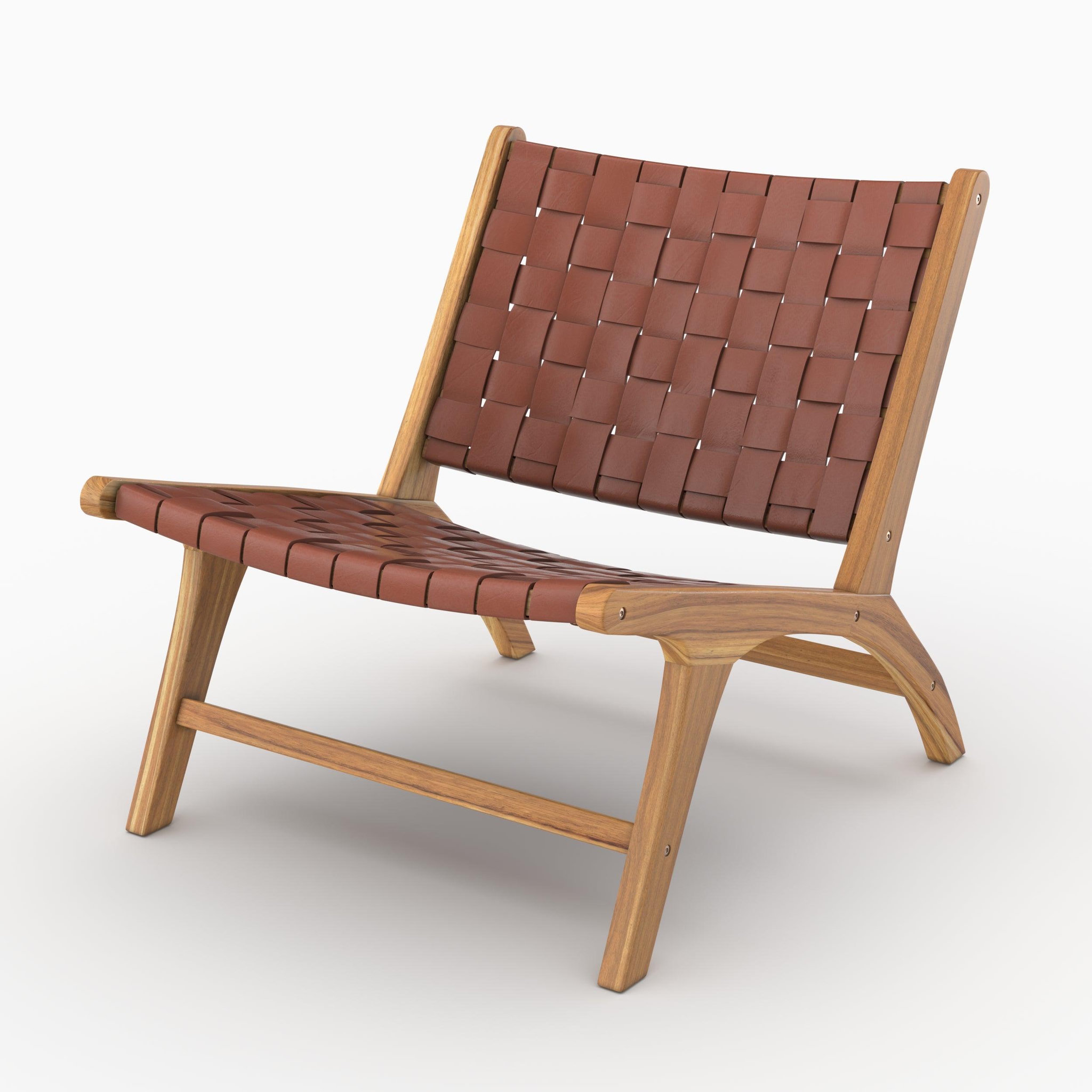 MAISON PAVANE Fauteuil en teck et cuir tressé marron-kuna