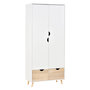 Voir la diapositive 1 : HOMCOM Armoire de rangement design scandinave - armoire de chambre - placard 2 portes avec penderie et étagère - 2 tiroirs coulissants - panneaux particules blanc chêne clair