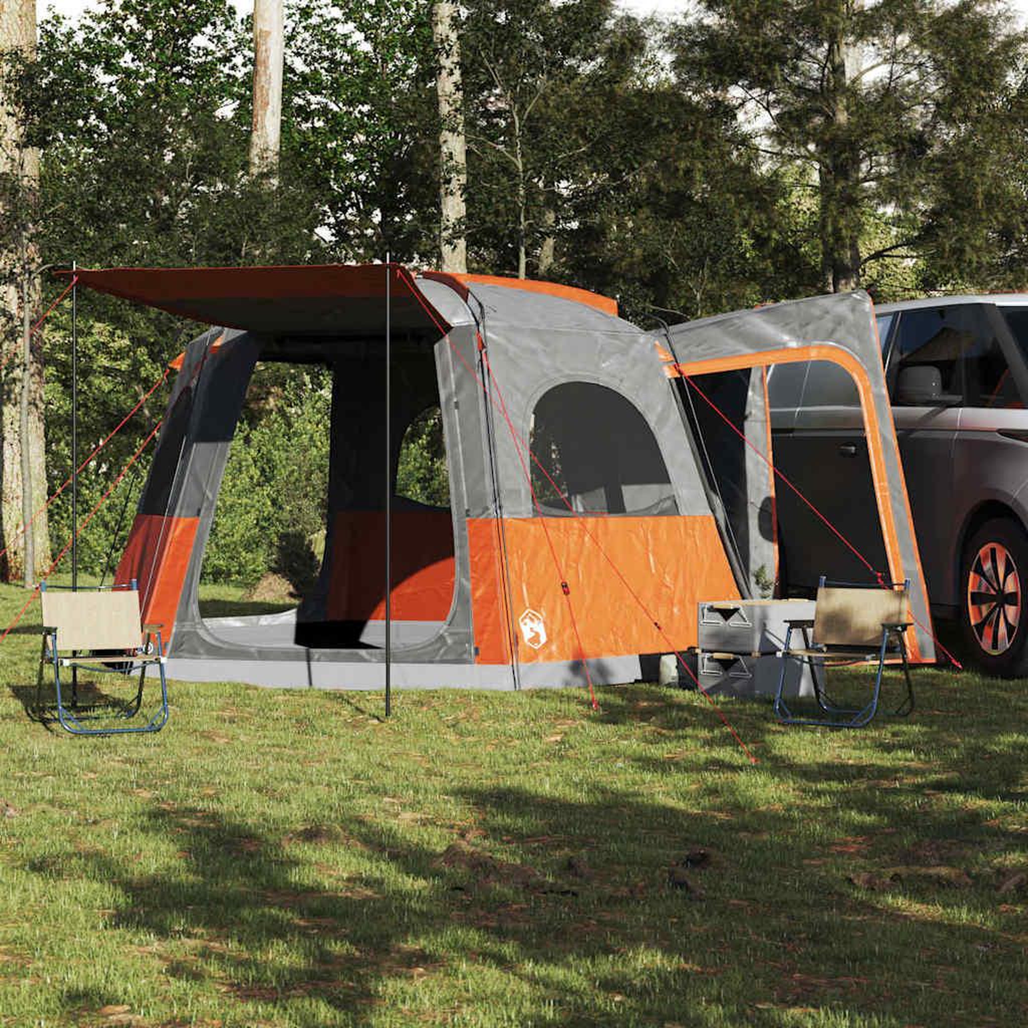 Voir la diapositive 4 : VIDAXL Tente de voiture 4 personnes gris et orange impermeable