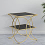 Voir la diapositive 6 : Paris Prix Table d'Appoint Double Design  Kim  55cm Noir & Or