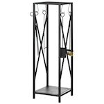 OUTSUNNY Serviteur de cheminée colonne - porte bûches - range bûches multi accessoires dim. 34L x 34l x 111H cm métal noir