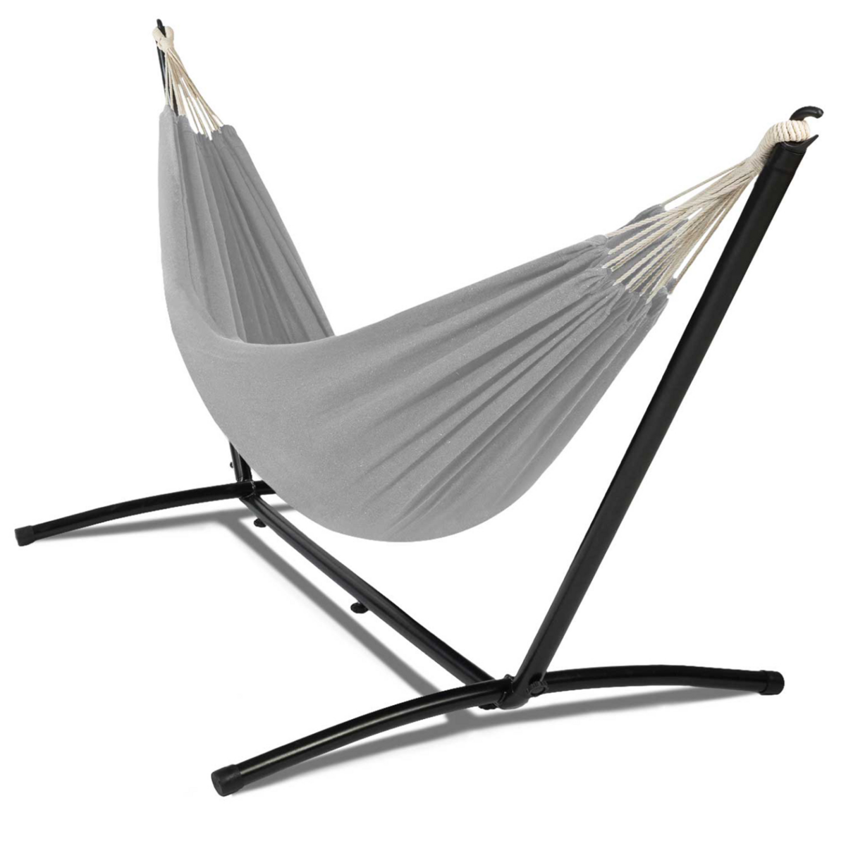 ID MARKET Hamac avec support métal et toile gris clair