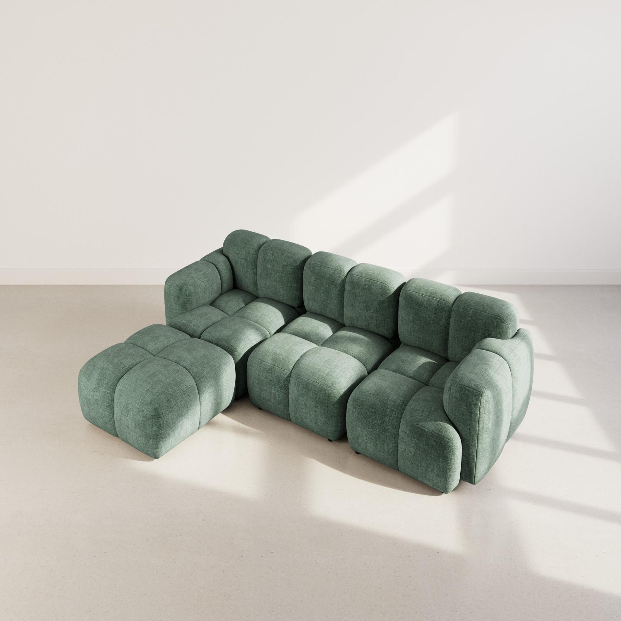 Voir la diapositive 3 : BEST MOBILIER Grace - canapé modulable d'angle réversible 4 places en velours texturé