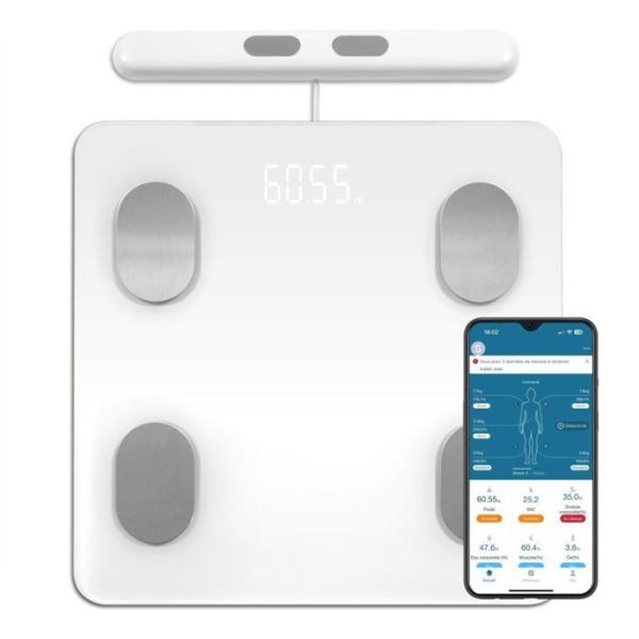 Voir la diapositive 3 : LIVOO Impédancemètre connecté 180kg/10g - dom531w