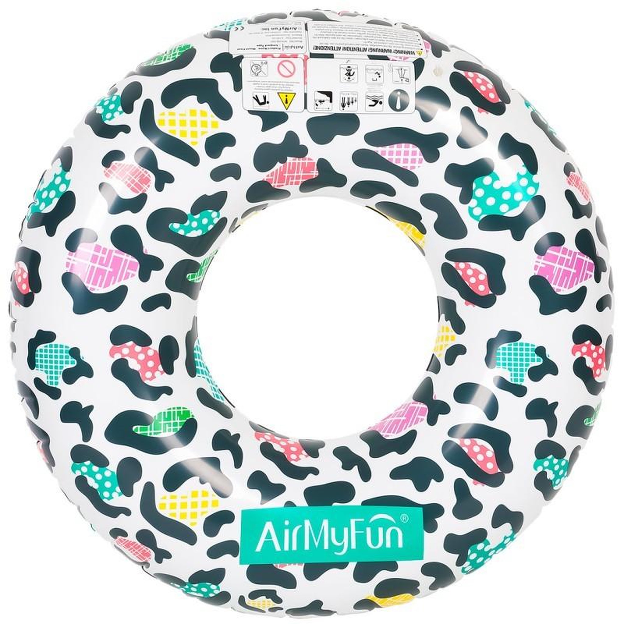 AIRMYFUN Bouée Gonflable Ronde XXL pour Piscine & Plage Ultra Confort, Flotteur Deluxe - Léopard ø120cm