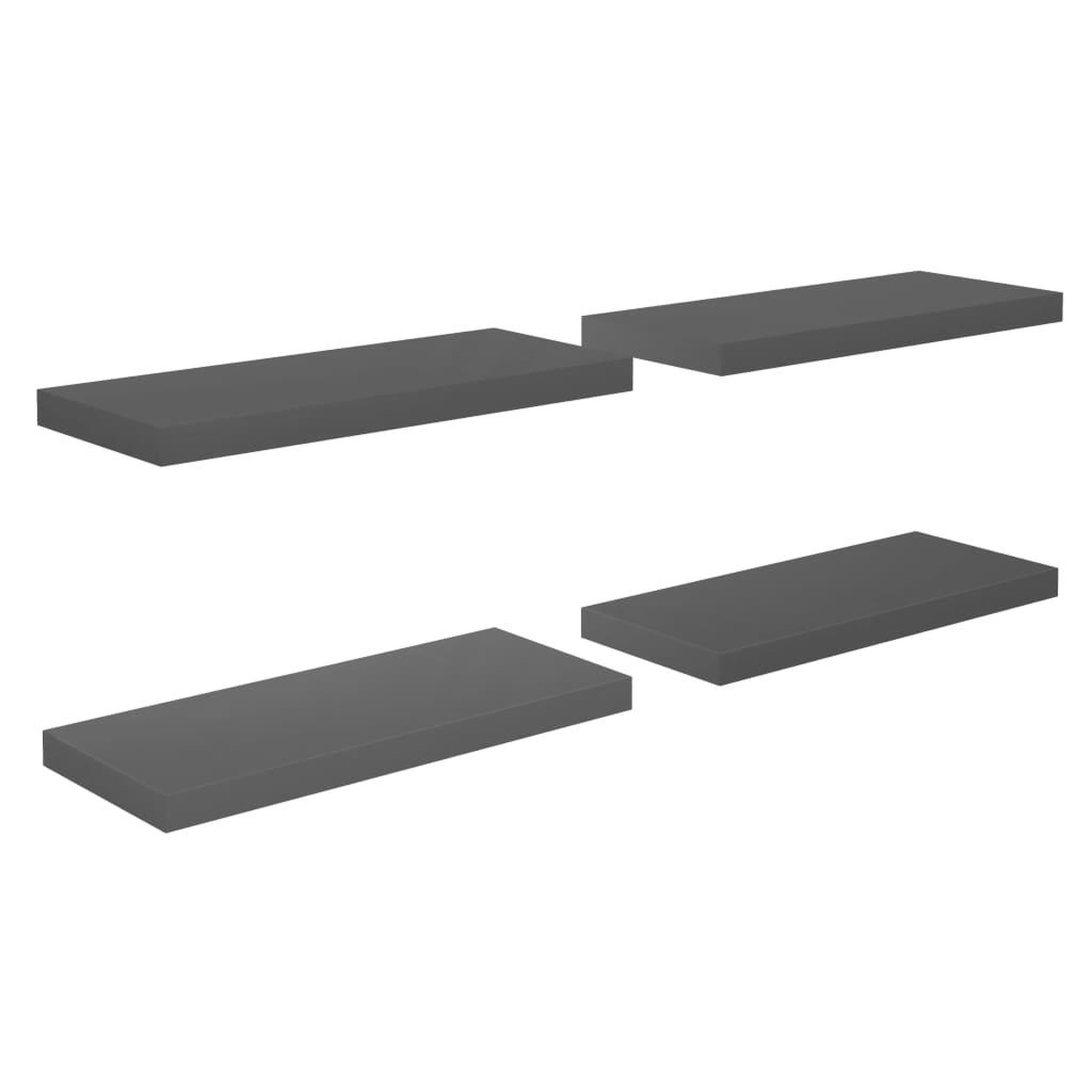 Voir la diapositive 2 : VIDAXL Etagere murale flottante 4 pcs Gris brillant 60x23,5x3,8 cm MDF
