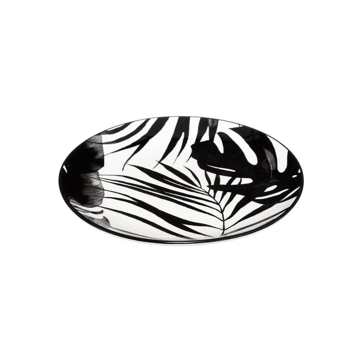 SECRET DE GOURMET Lot de 6 Assiettes à Dessert  Palme  19cm Noir