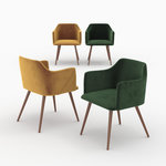 Rendez vous déco Pack 4 chaises en velours jaune et vert-Daisy