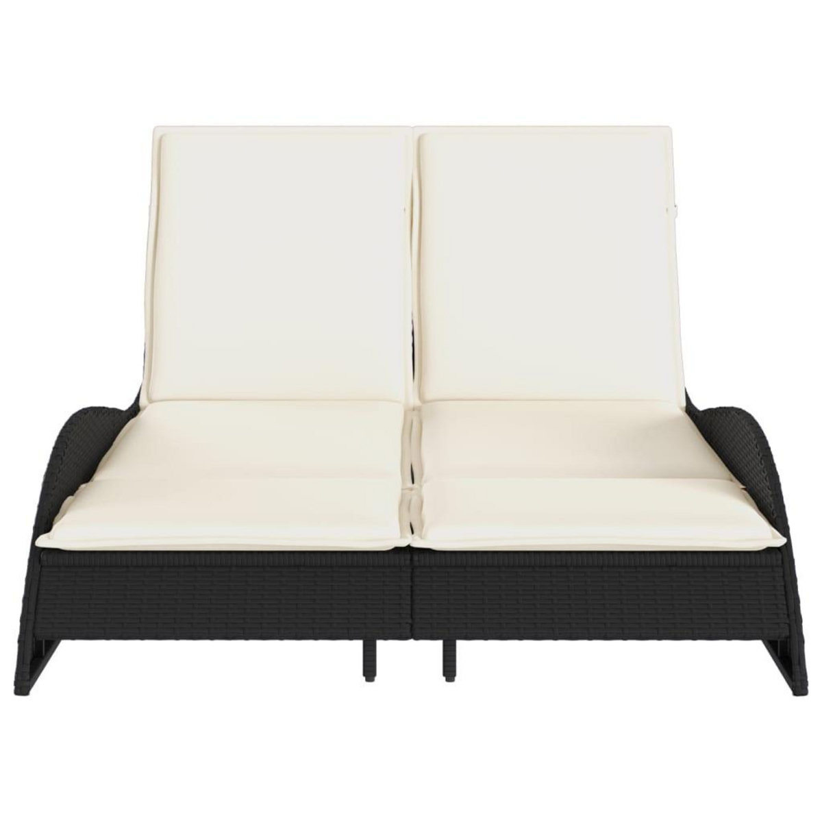 VIDAXL Chaise longue avec coussins noir 114x205x73 cm resine tressee