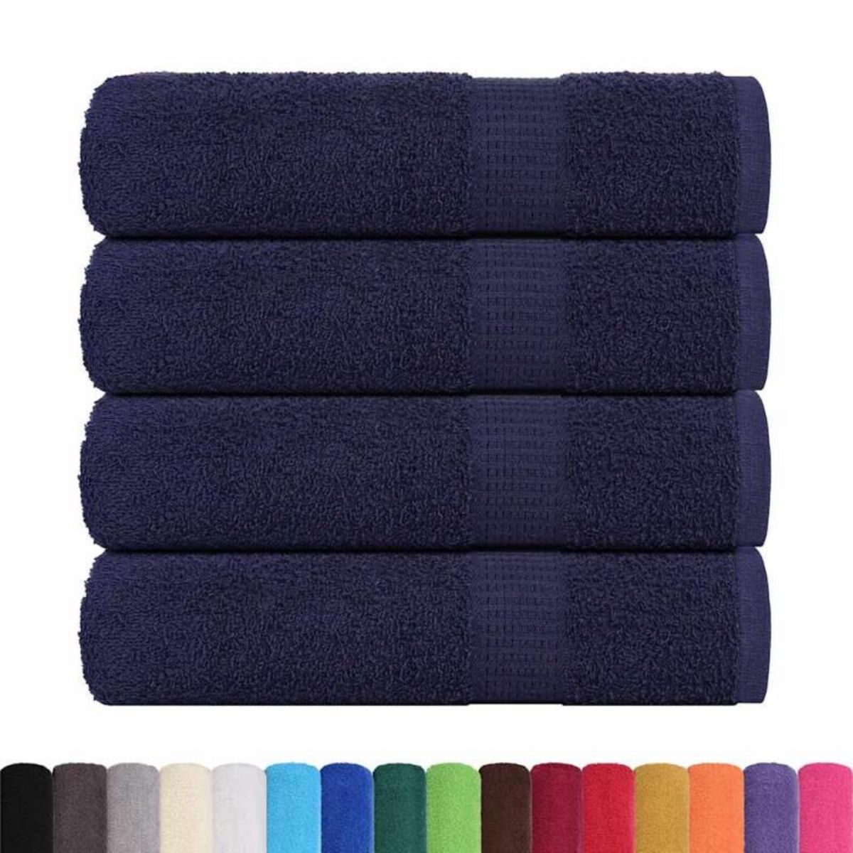 VIDAXL Serviettes de douche 4 pcs bleu marine 70x140 cm 100% coton