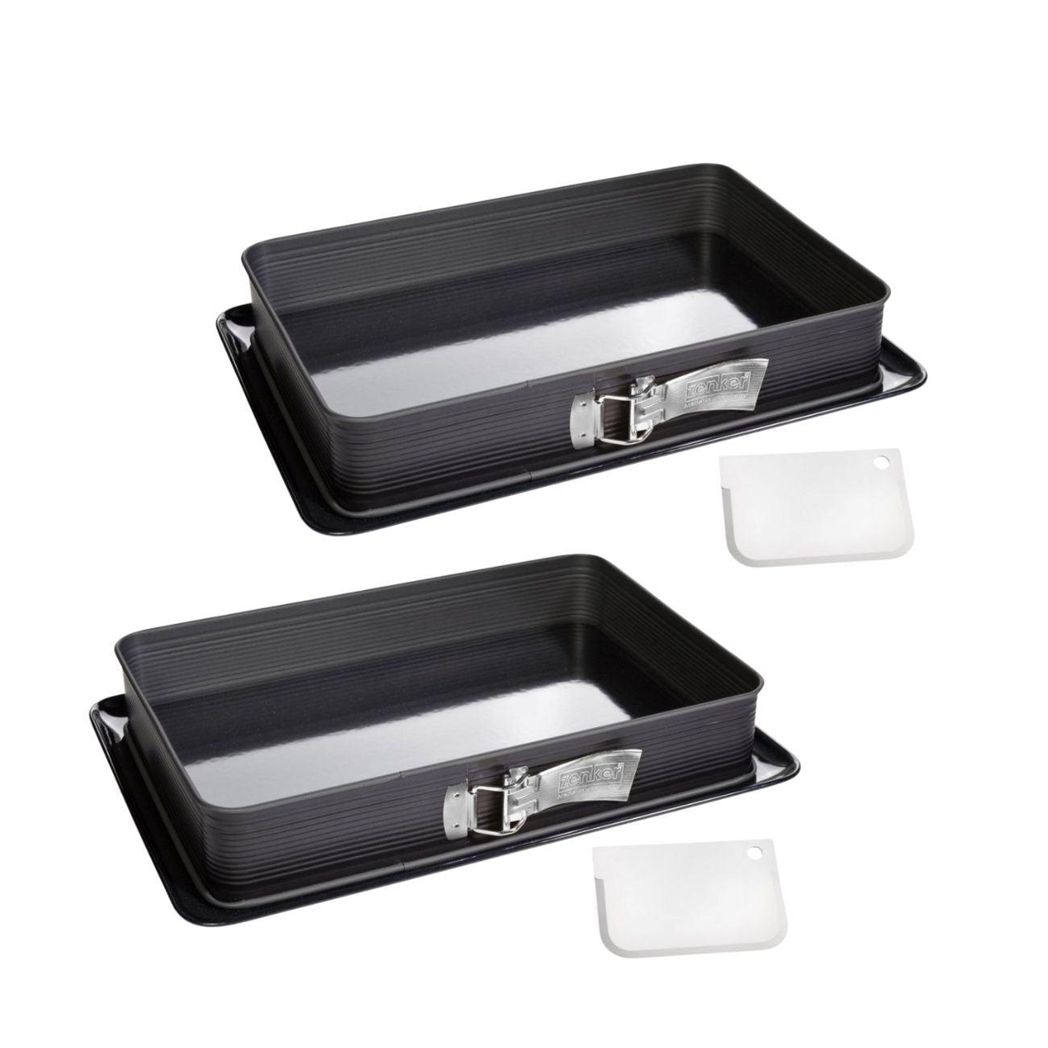ZENKER Ensemble de 2 moules à charnière rectangulaire en acier émaillé et sa spatule 42 x 29 cm zenker deluxe