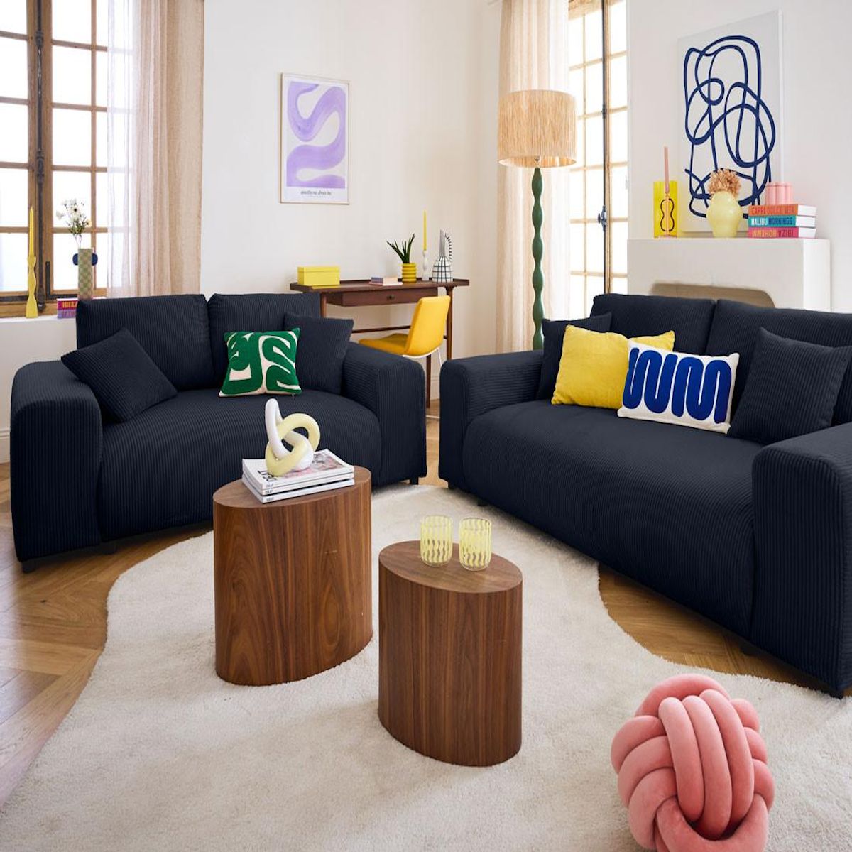 LISA DESIGN Garance - canapé droit 3 places - en velours côtelé