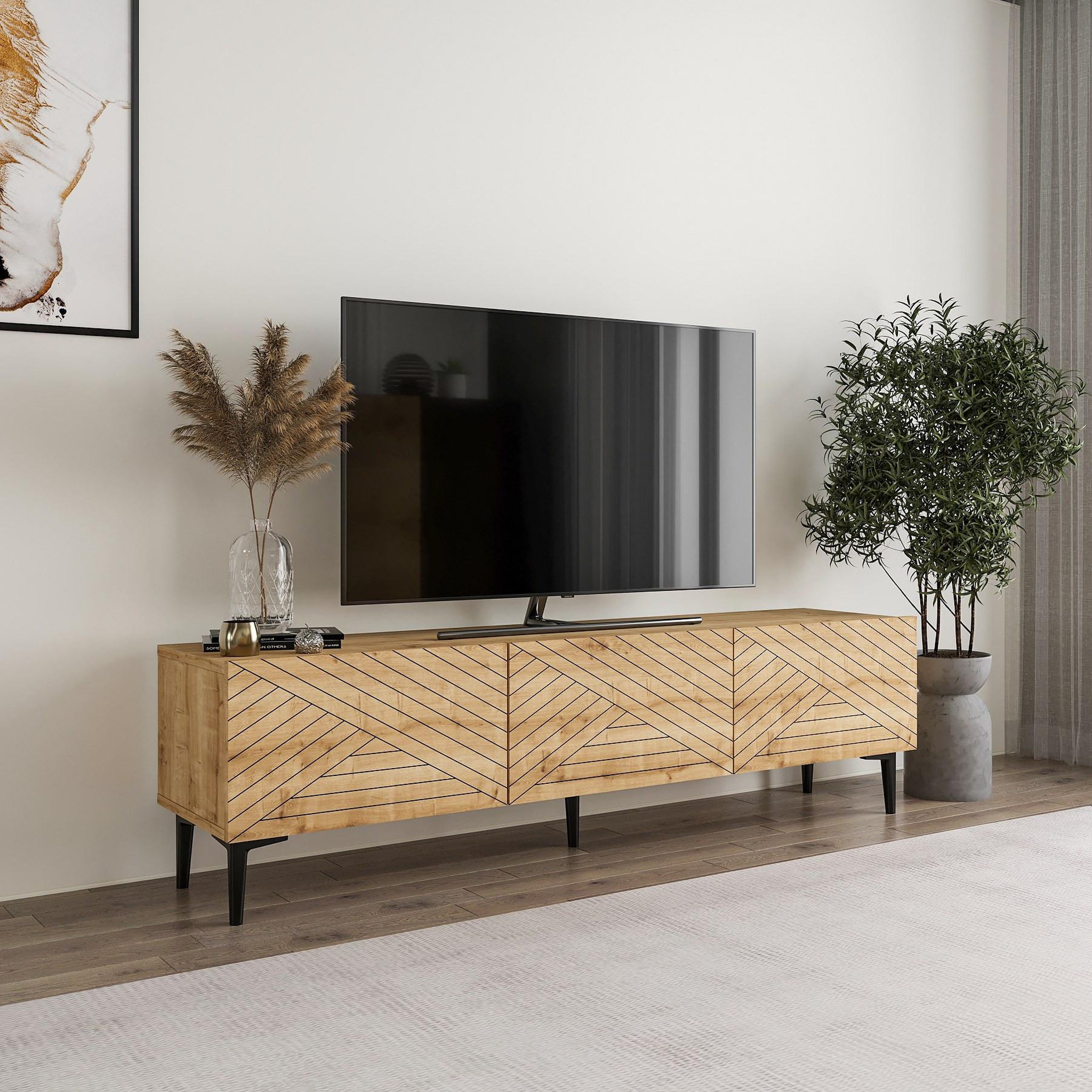 Voir la diapositive 4 : Habitat et Jardin Meuble tv en bois  felix  160 x 31,4 x 44,1 cm - chêne saphir