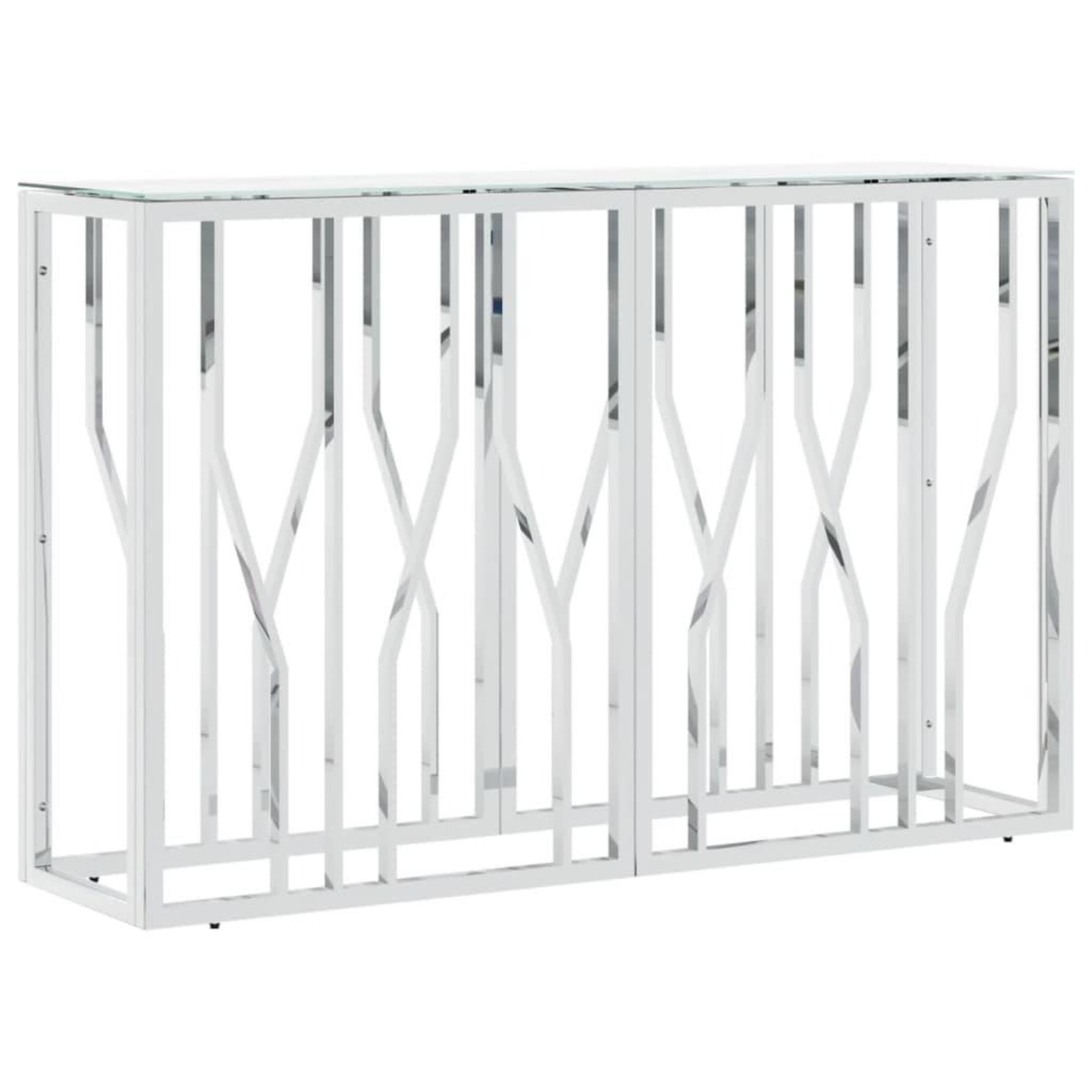 Voir la diapositive 2 : VIDAXL Table console argente 110x30x70 cm acier inoxydable et verre