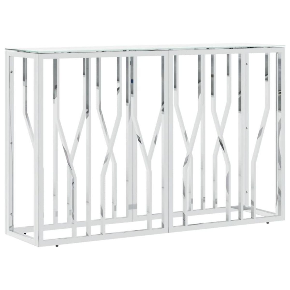 VIDAXL Table console argente 110x30x70 cm acier inoxydable et verre