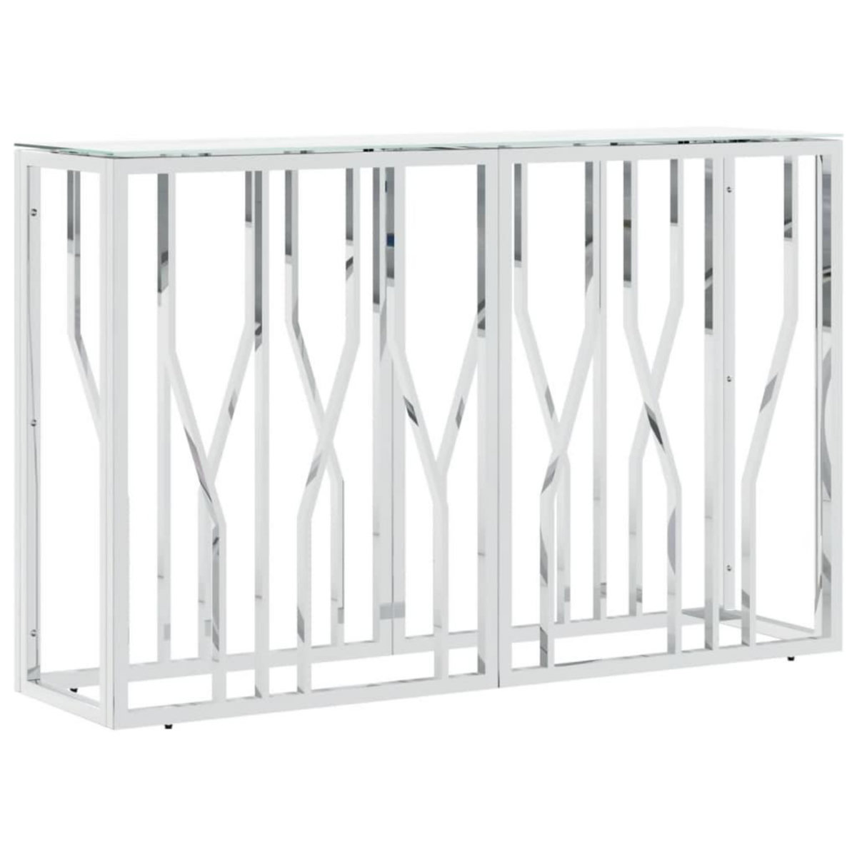 VIDAXL Table console argente 110x30x70 cm acier inoxydable et verre
