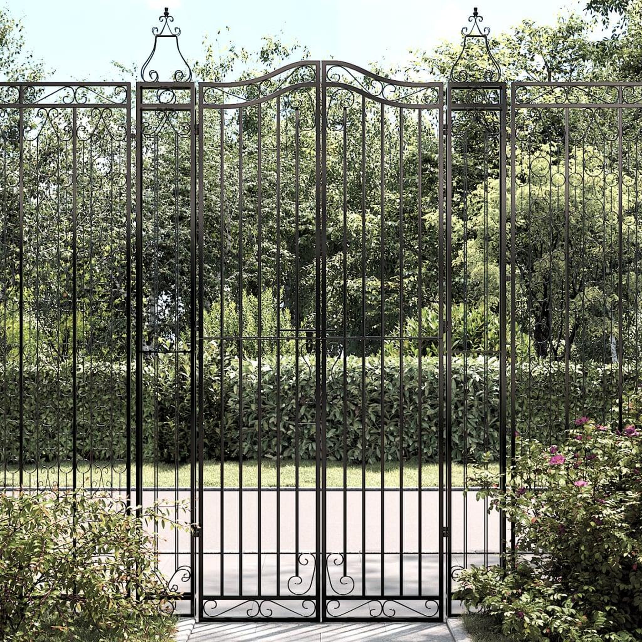 VIDAXL Portail de jardin noir 121x8x200 cm fer forge