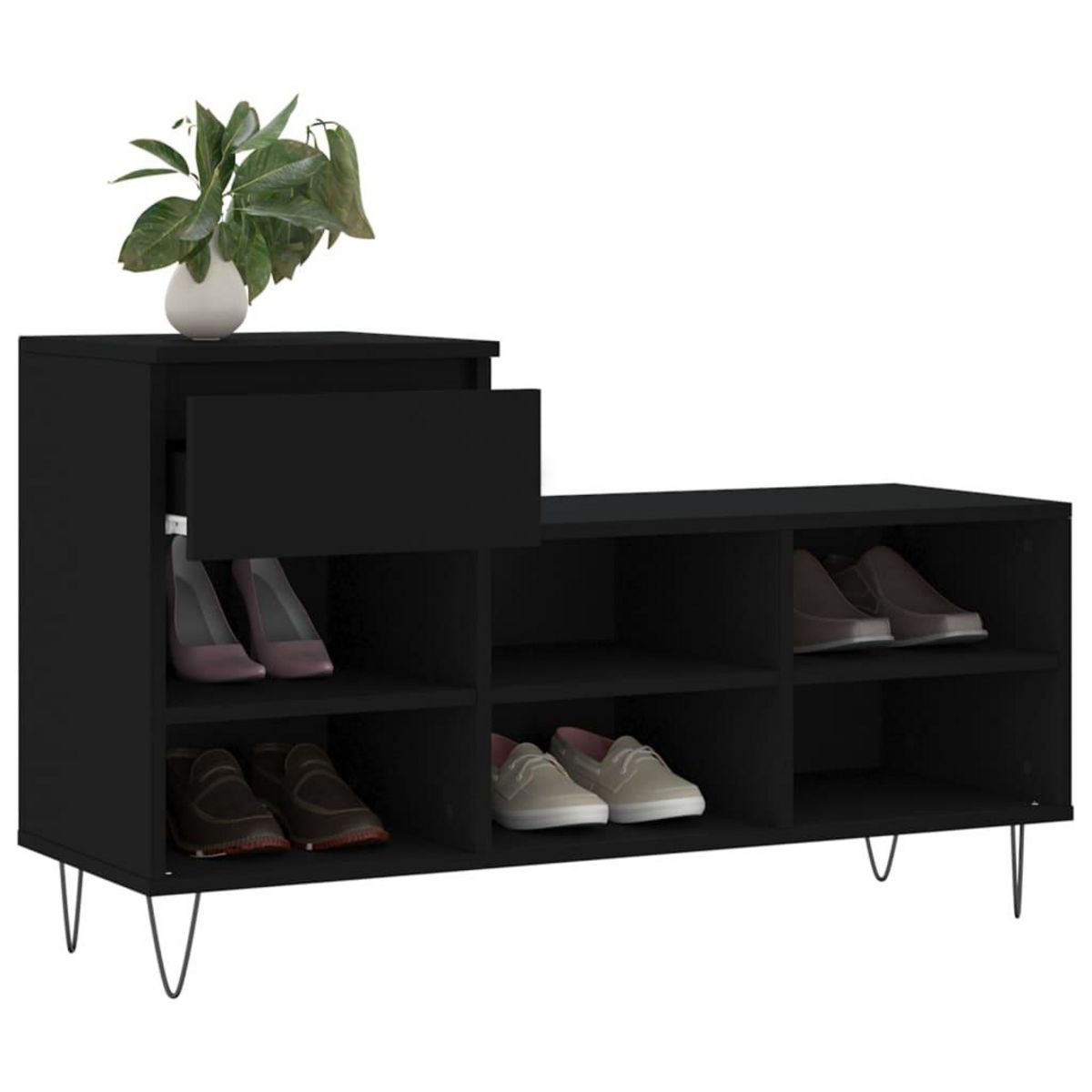 VIDAXL Armoire a chaussures Noir 102x36x60 cm Bois d'ingenierie