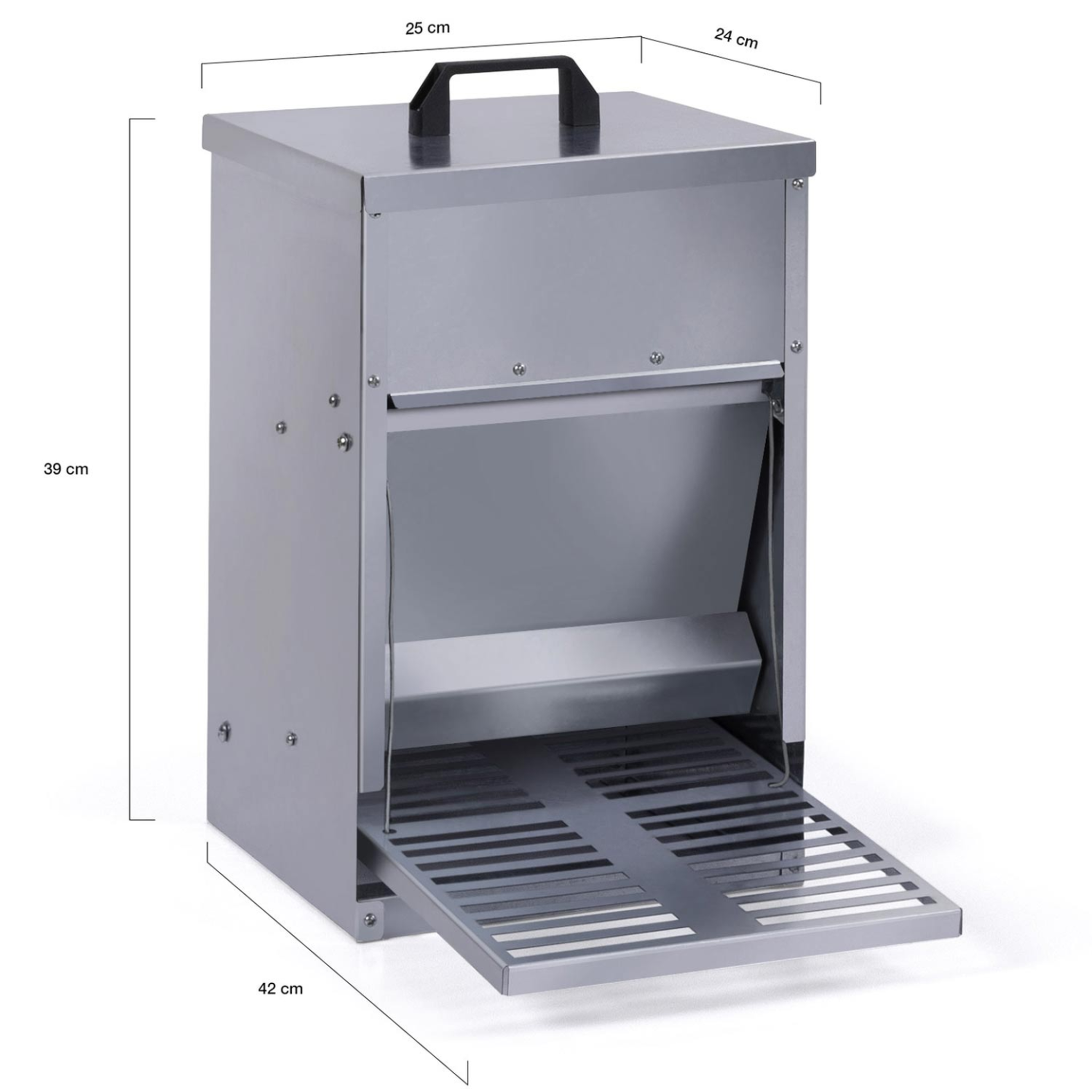 Voir la diapositive 4 : ID MARKET Mangeoire à pédale pour poules distributeur automatique 5 kg anti-nuisibles