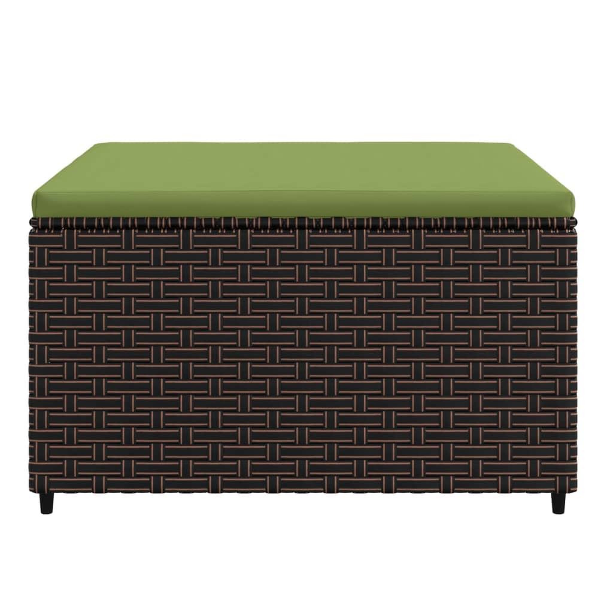 Voir la diapositive 3 : VIDAXL Repose-pied de jardin avec coussin marron resine tressee