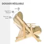 OUTSUNNY Fauteuil chaise pliable et inclinable en bois grand confort avec coussin capitonné épais - dim. 71I x 89P x 96H cm - beige