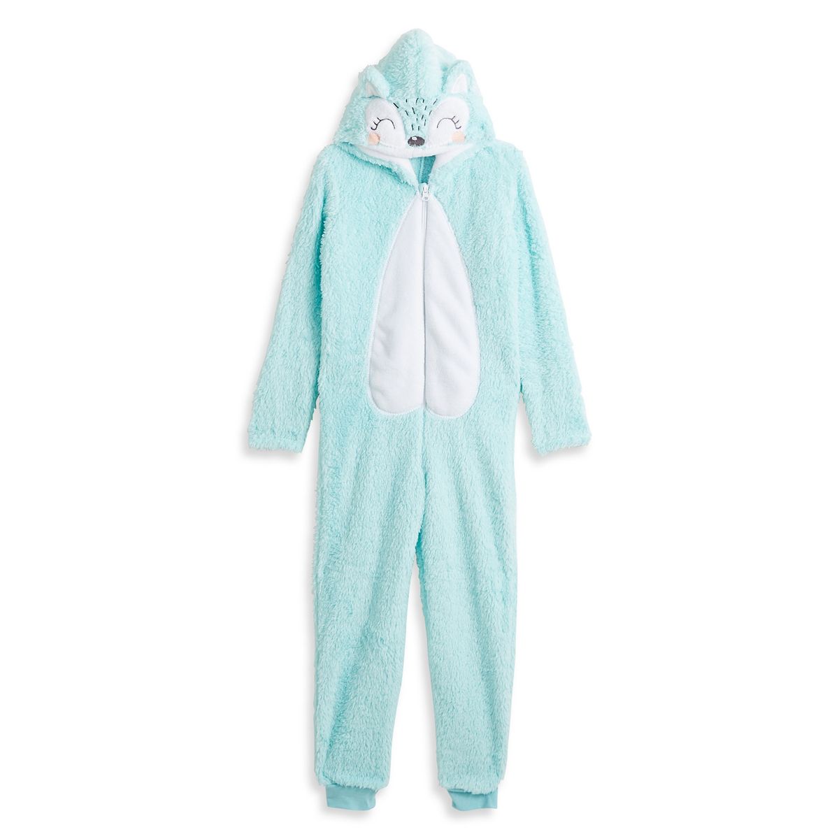 INEXTENSO Combi pyjama à capuche peluche fille turquoise