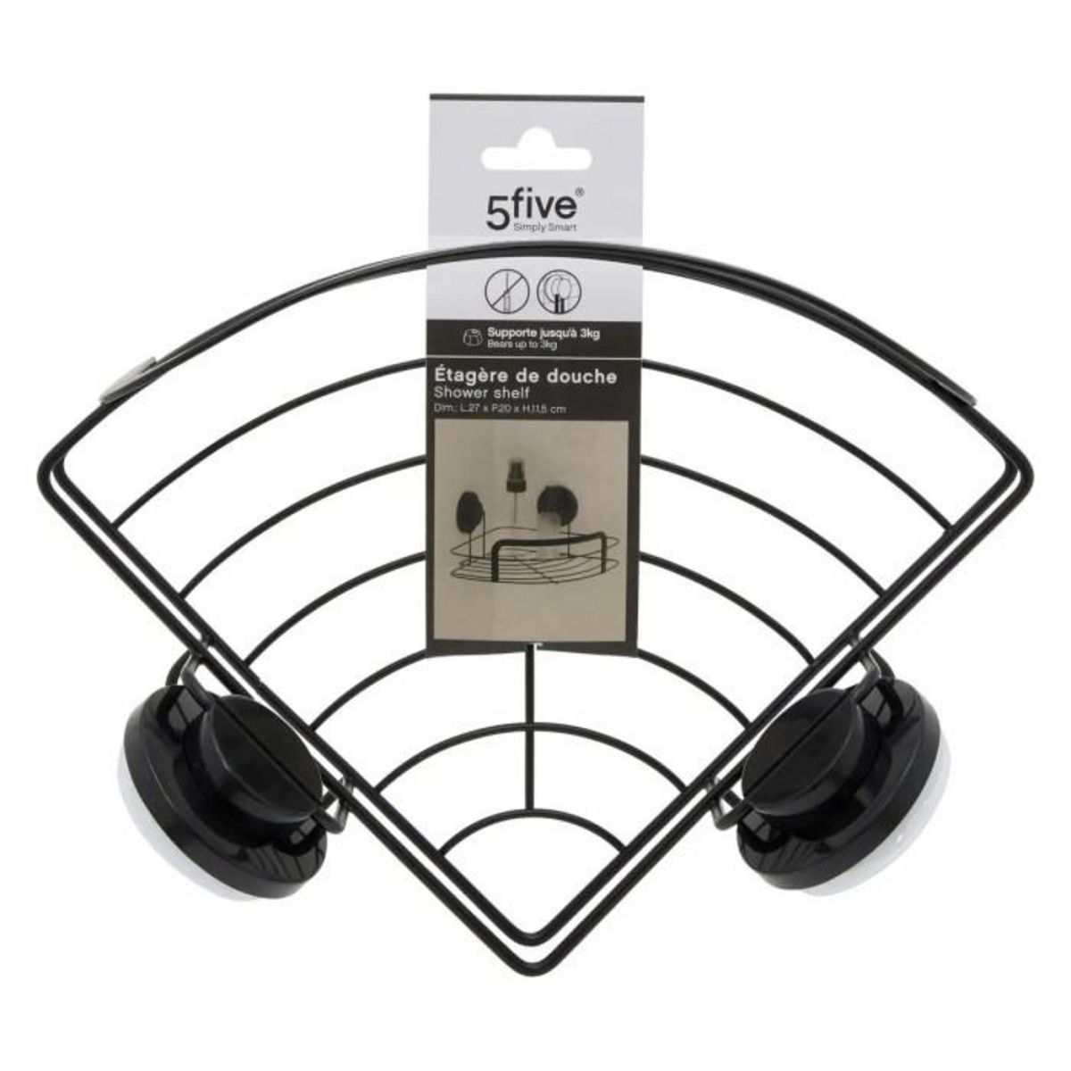 FIVE Étagère d'Angle de Douche  Venterra  27cm Noir