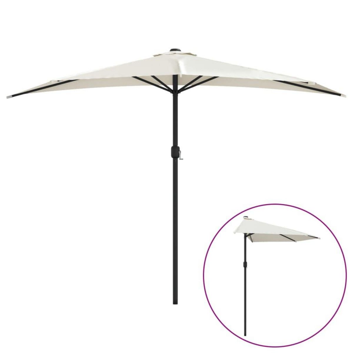 VIDAXL Parasol de balcon avec mat en aluminium Sable 300x155 cm Demi