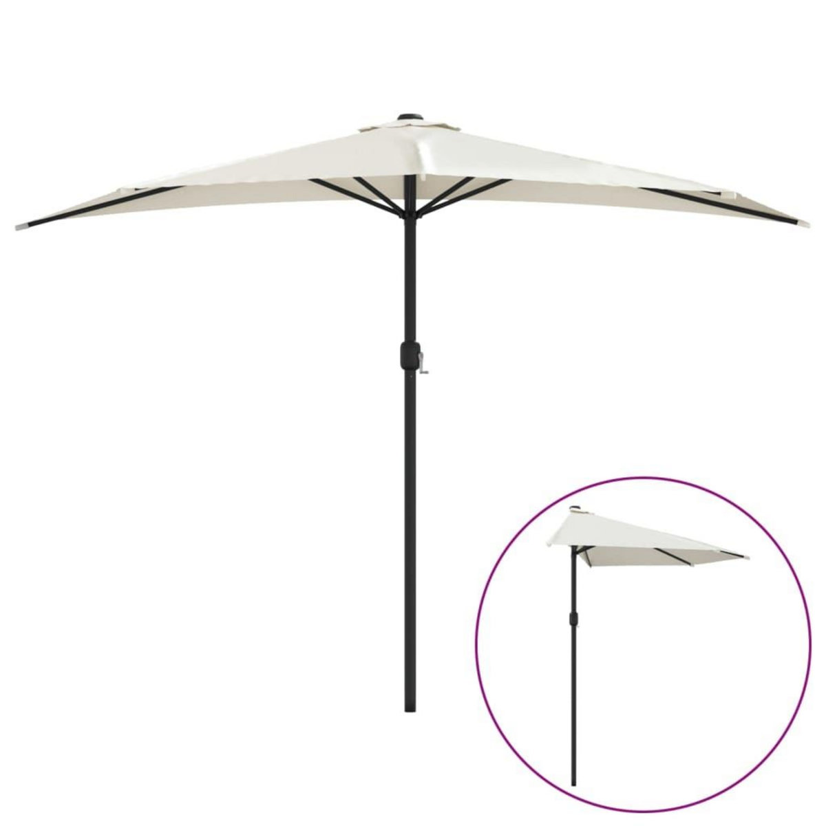 VIDAXL Parasol de balcon avec mat en aluminium Sable 300x155 cm Demi
