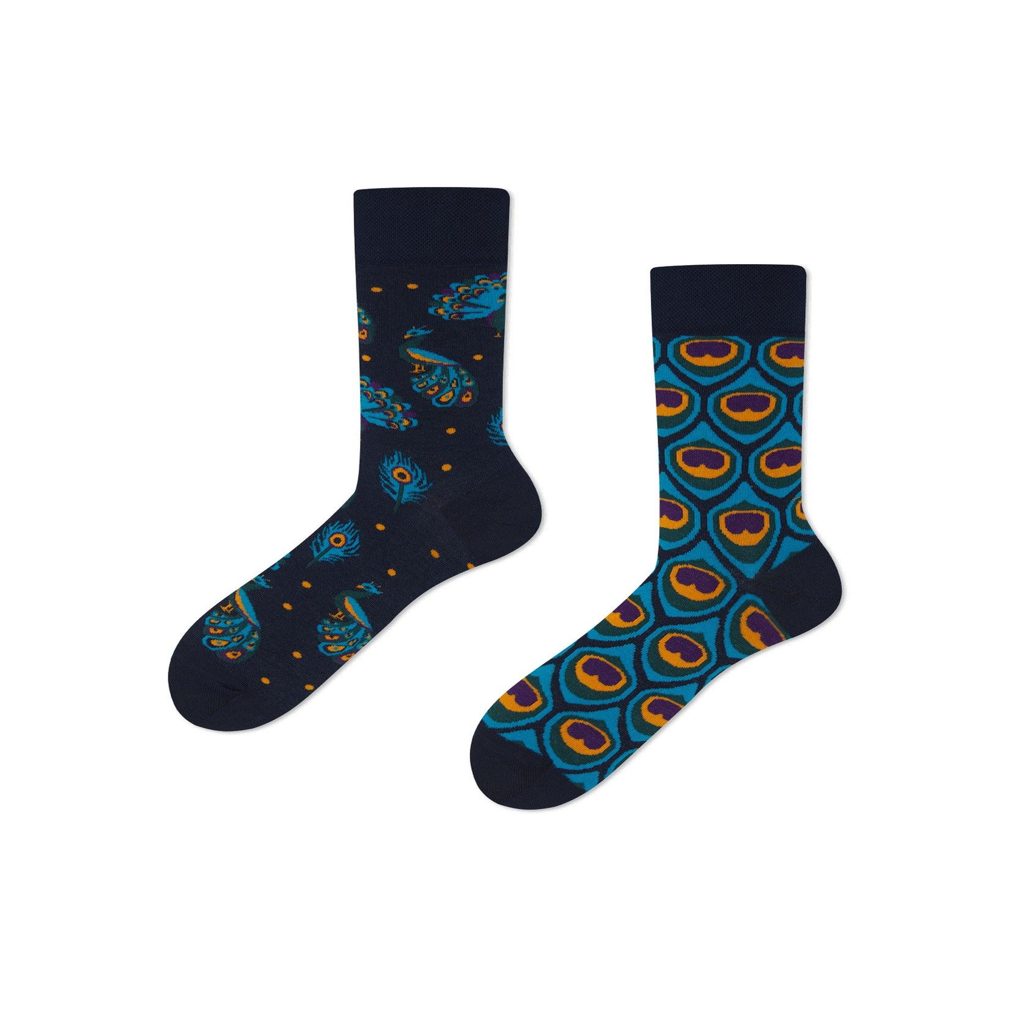 MANY MORNINGS Chaussettes paon majestueux. Coloris disponibles : Multicolore