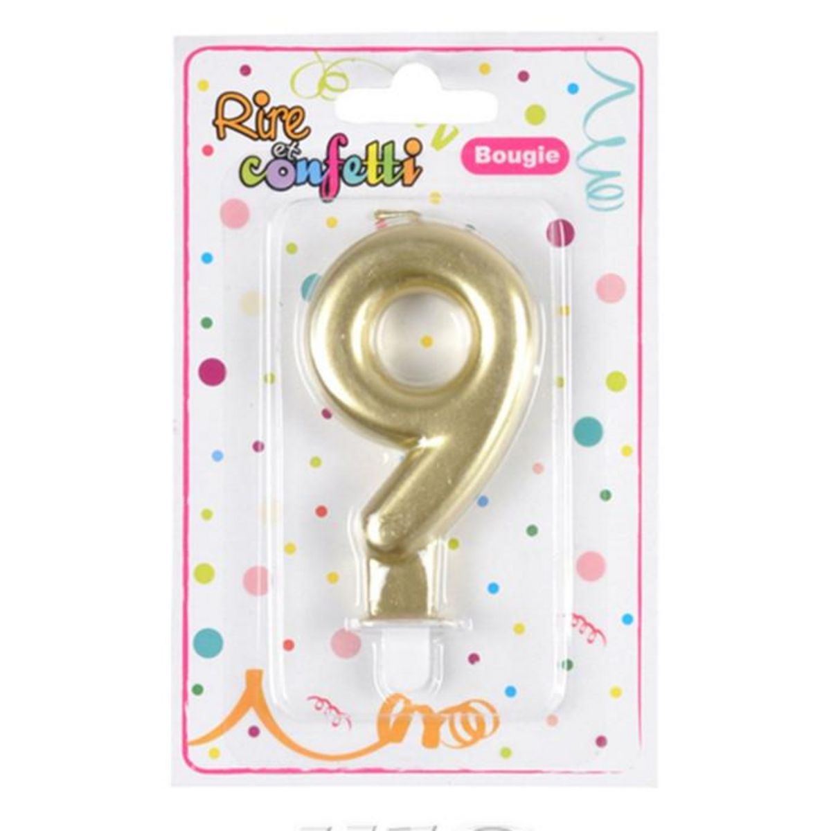 Paris Prix Bougie d'Anniversaire  Chiffre 9  7cm Or