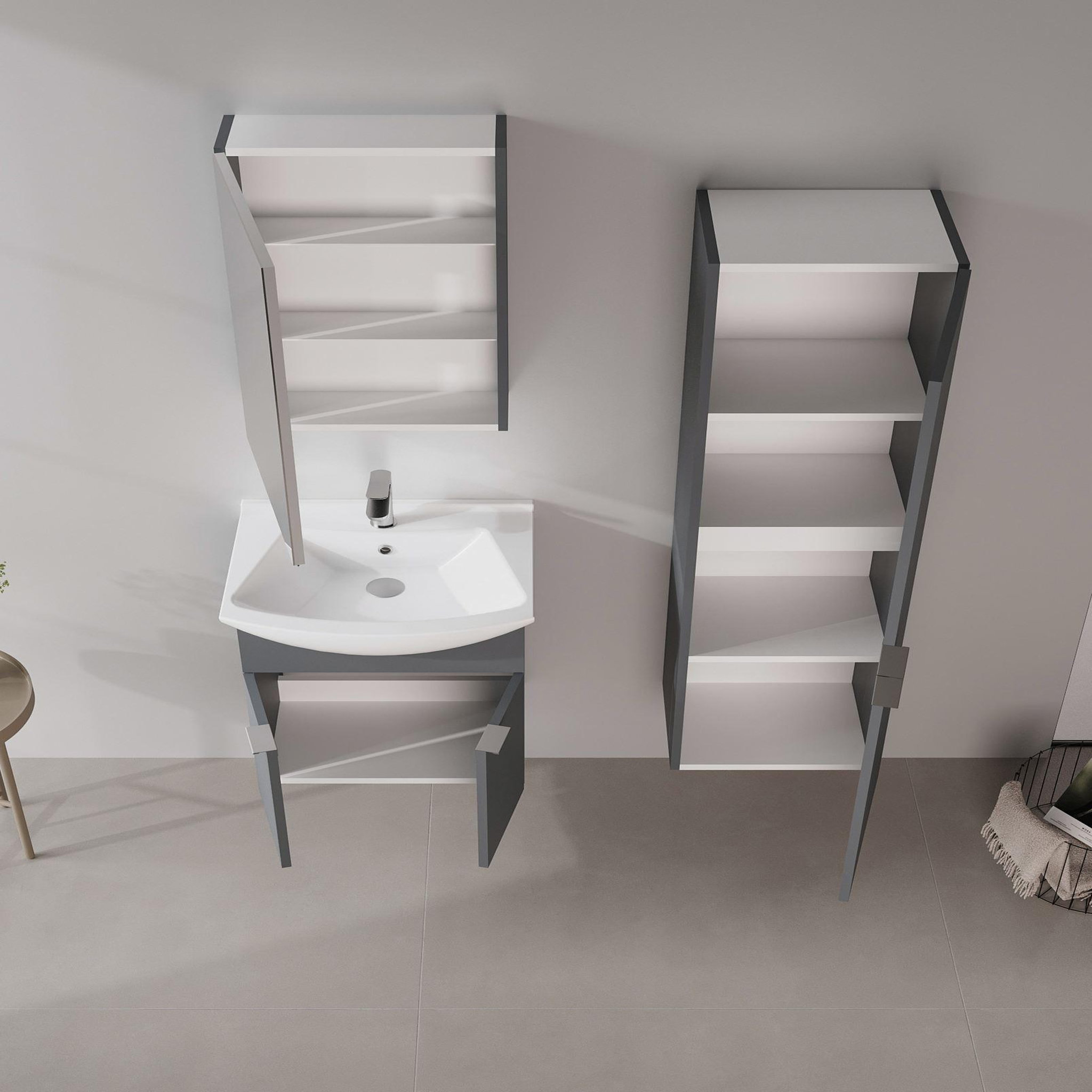 Voir la diapositive 3 : Habitat et Jardin Armoire de Salle de Bain  Purus Desna 40  - 40 x 32 x 138 cm - Matte Anthracite
