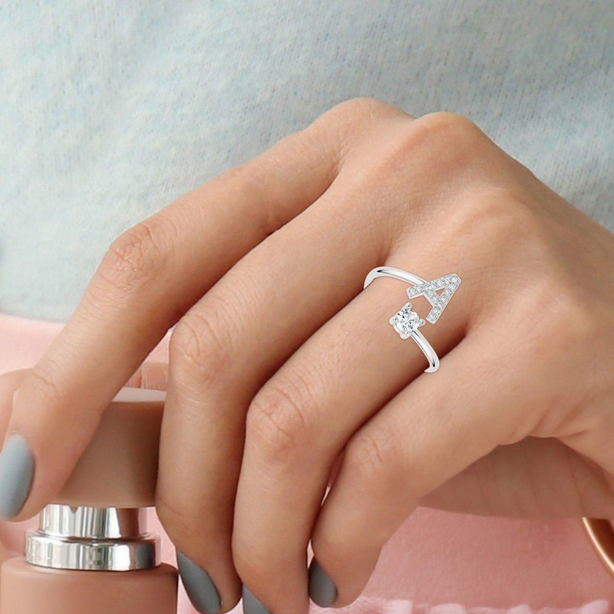 SC CRYSTAL Bague lettre A ajustable SC Crystal ornée de Zirconium