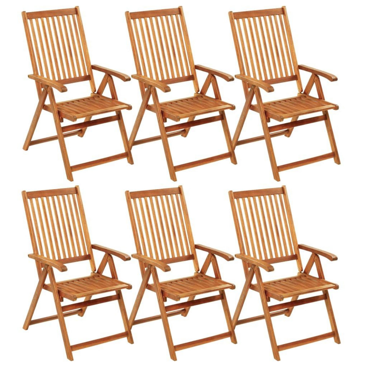 VIDAXL Chaises pliables de jardin lot de 6 avec coussins Bois d'acacia