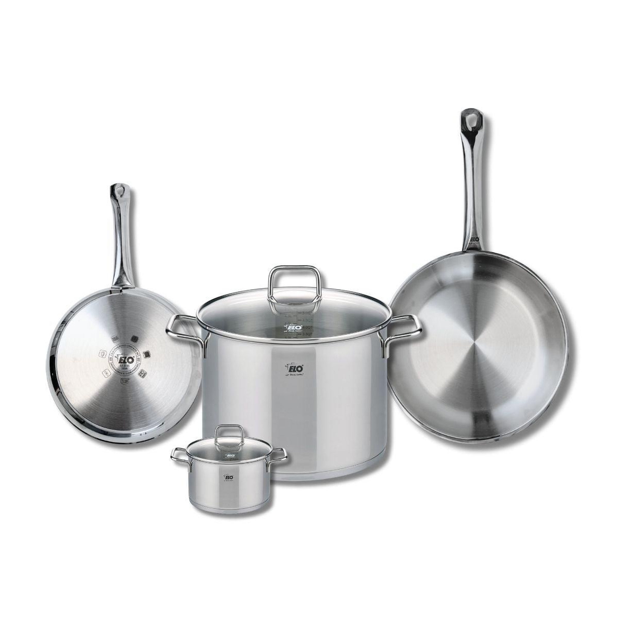 ELO Set de 2 poêles de cuisson 24 et 28 cm et 2 faitouts 12 et 26 cm elo profi citrin